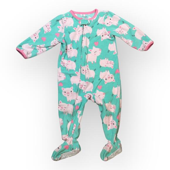 Lot of 12M Baby Girl Simple Joys by Carters Fleece Footie Pajamas - Picture 2 of 7